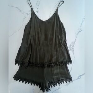 Love Tree Green romper with cut out back size L